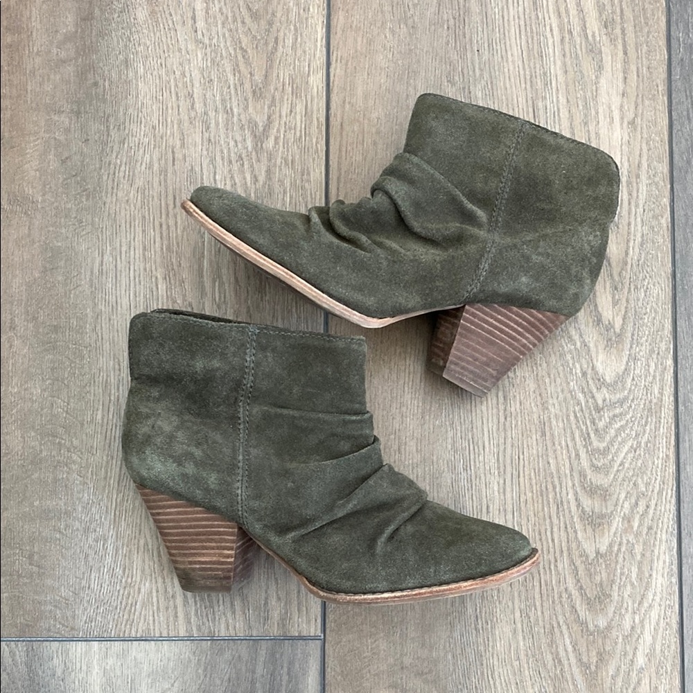 Suede Ankle Boots - Olive Green